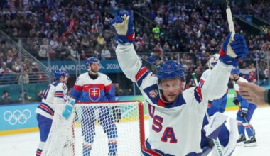 U.S. men rout Slovakia, will play Canada for hockey gold medal