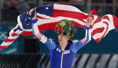 Jordan Stolz wins 500 meters in Olympic record time at Winter Games