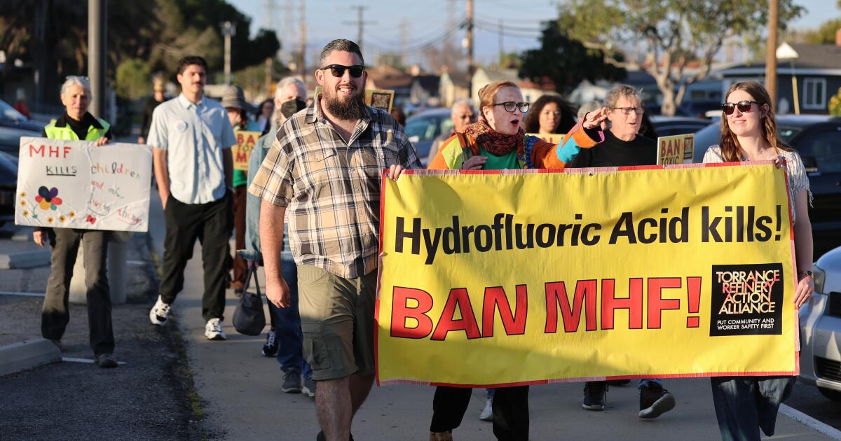 Torrance residents call for the ban of ‘flesh-eating’ chemical used at refinery