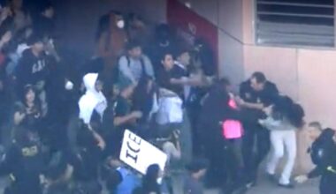 Federal agent injured in clash with protesters in Downtown L.A. during student walkout