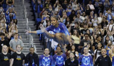 UCLA gymnastics loves putting on a show during floor exercise