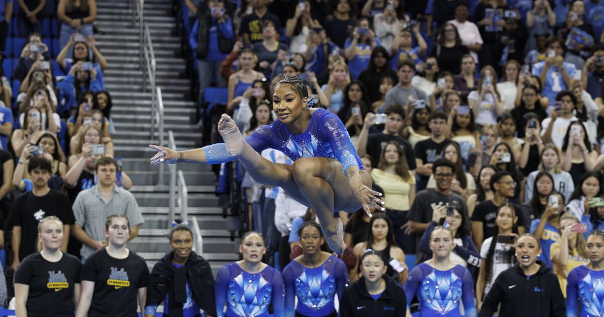 UCLA gymnastics loves putting on a show during floor exercise