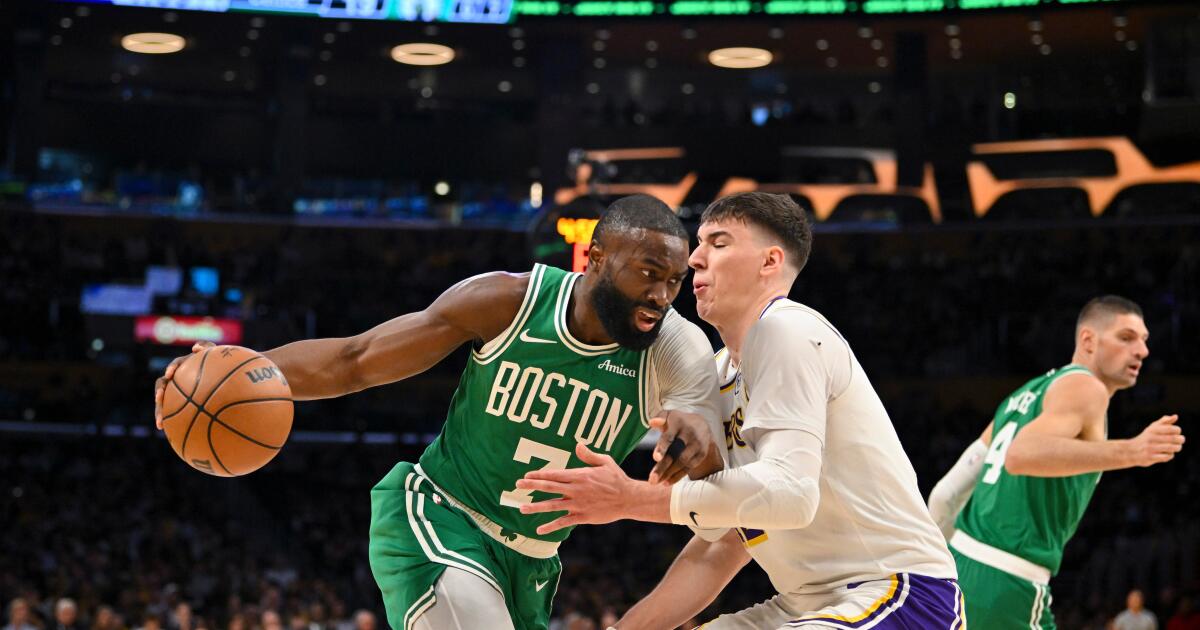 With Pat Riley watching, Lakers routed by Celtics in rivalry game