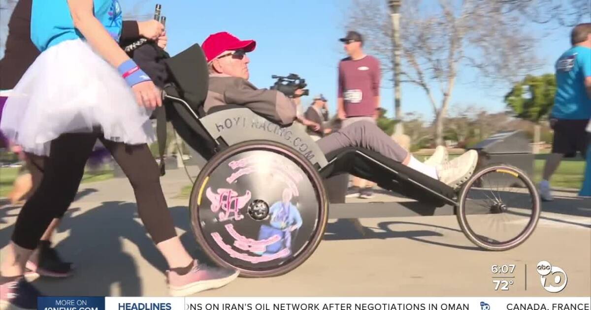 Man with terminal PSP completes 5K race with 55-person support team