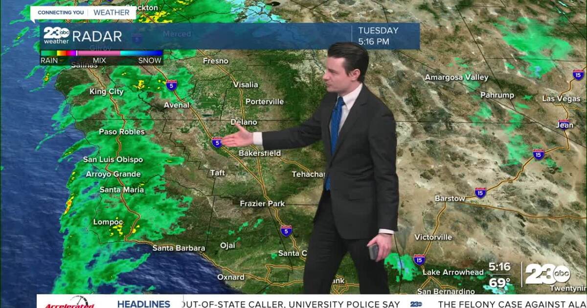 Strong winds continue, rain moves in