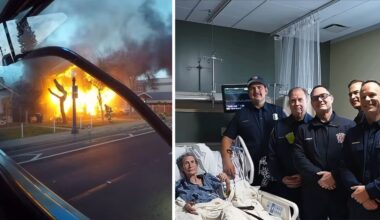 Fresno firefighters visit woman rescued from house fire