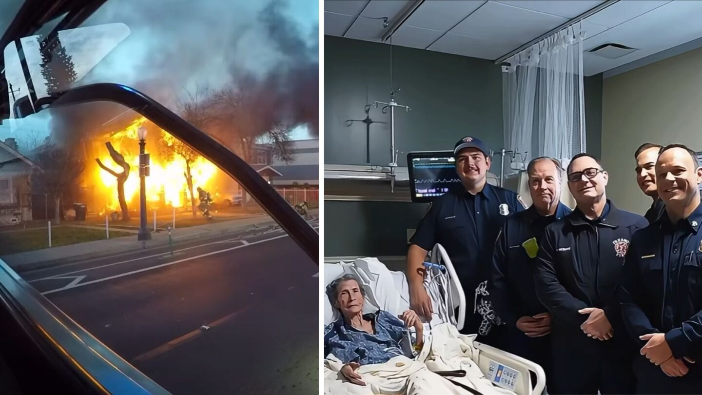 Fresno firefighters visit woman rescued from house fire