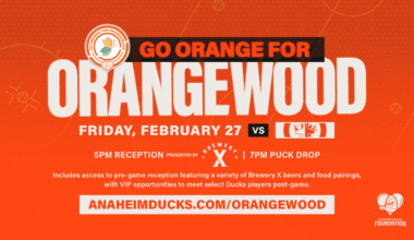 Ducks Host Go Orange for Orangewood Night Friday