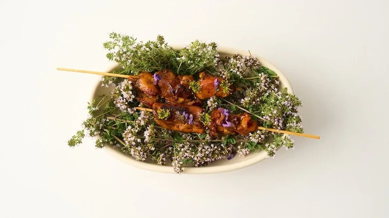 Skewer appetizer dish from The Rocher at the Ranch House