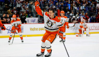Jan 21, 2026; Denver, Colorado, USA; Anaheim Ducks center Ryan Strome (16) before the game against the Colorado Avalanche at Ball Arena. Mandatory Credit: Isaiah J. Downing-Imagn Images