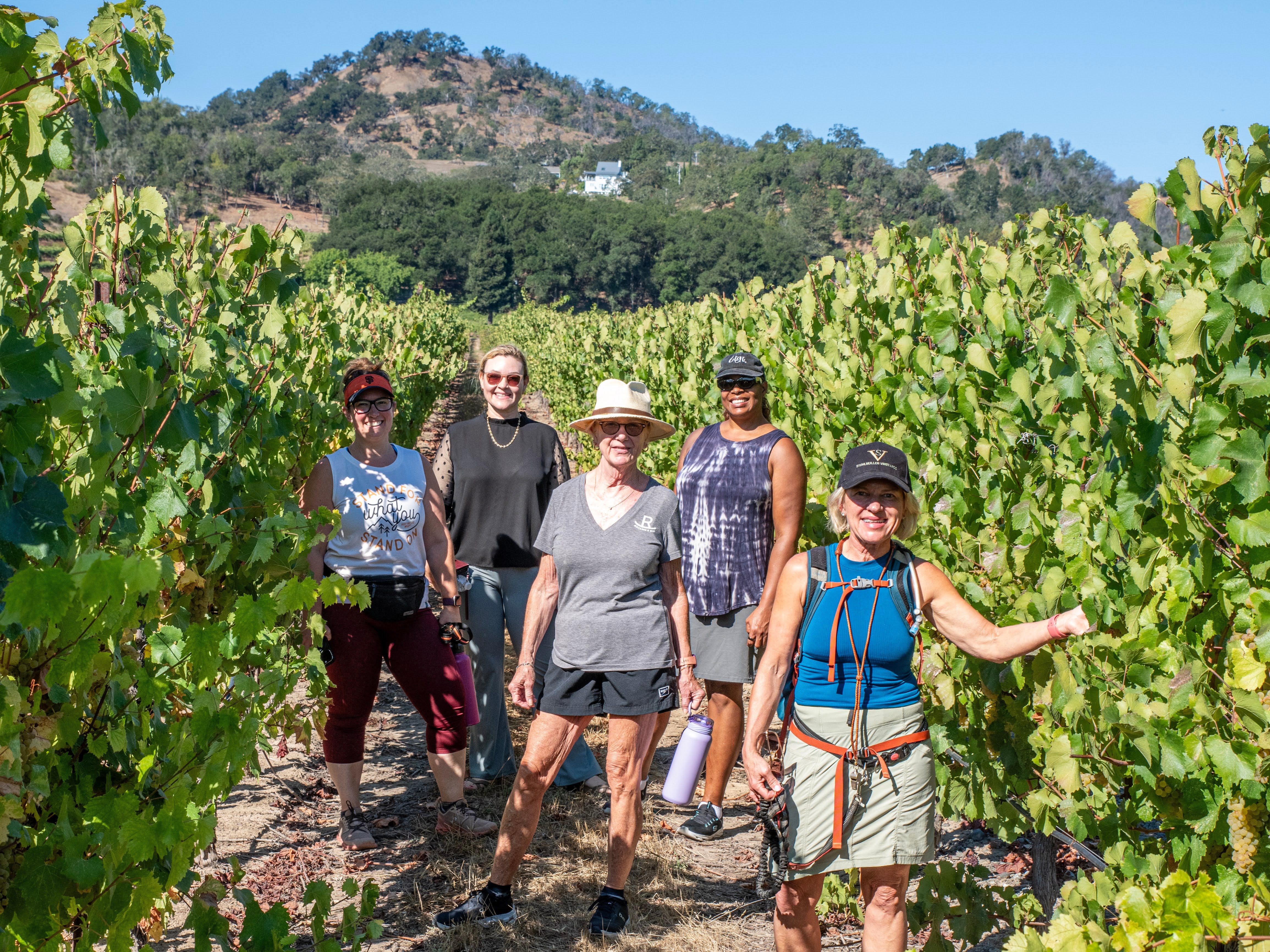 A group hike on the private estate of Stuhlmuller Vineyards. Wine industry veteran Jessie Vallery believes smaller winemakers are better equipped to adapt rapidly to the current crisis, since they can be more nimble and flexible
