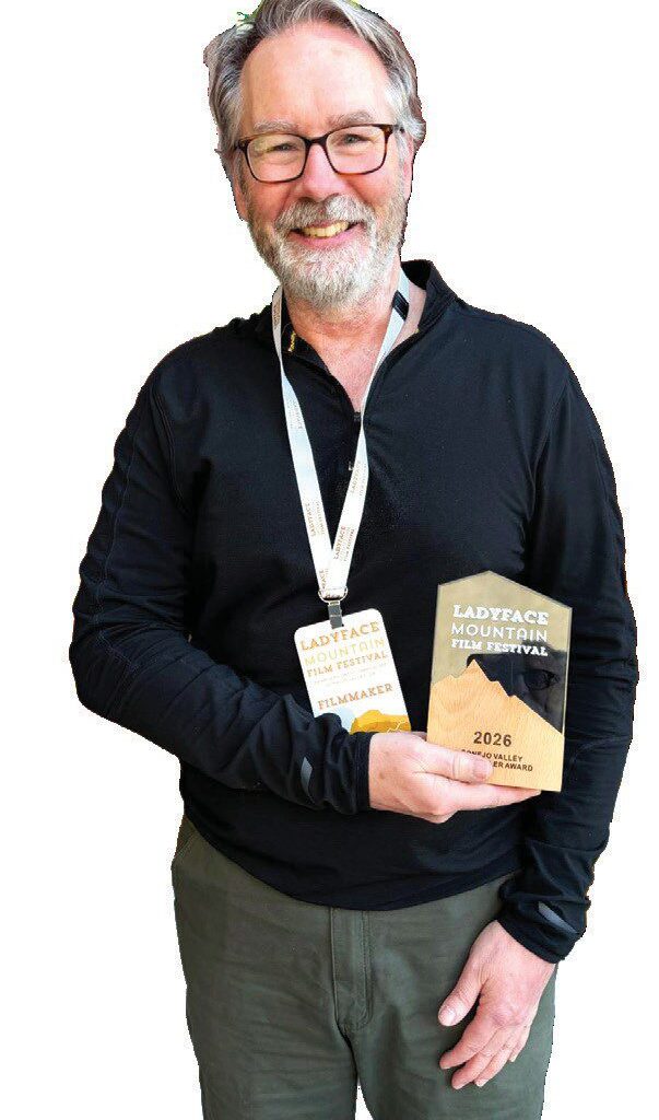 RATED G—Top left, producer Brian Rooney with his winning prize for Best Local Short Doc at the 2026 Ladyface Mountain Film Festival. The film chronicles the lives of three children who grew up, literally, on the old sets of the Fox Movie Ranch near Malibou Lake. Left, a boy plays on the set of the original 1968 film, “Planet of the Apes.” Above, the kids on a Western move set. Photos courtesy Bison Archives and Brian Rooney