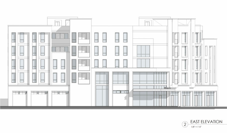 1601 Ocean Avenue facade elevation, illustration by 369 Architects