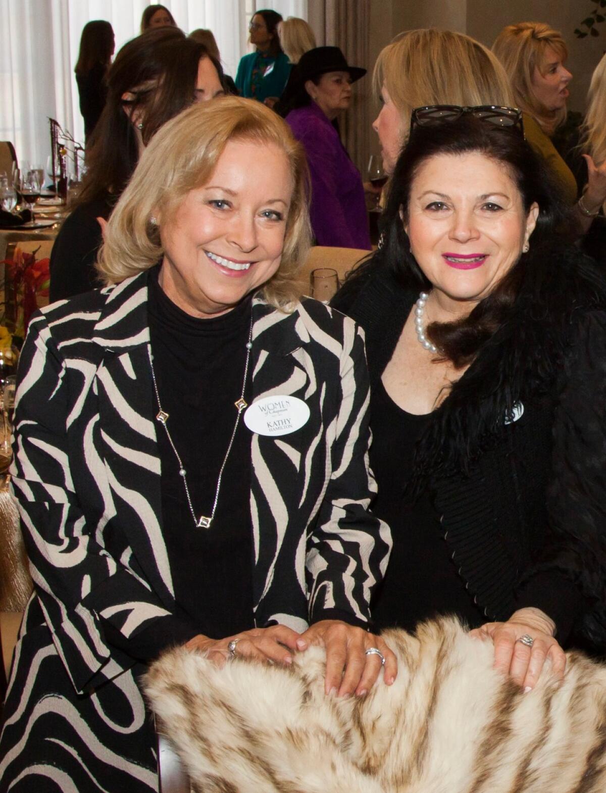 Woman of Chapman supporters Kathy Hamilton, left, and Lisa Hallaian attend the recent filmmakers luncheon.