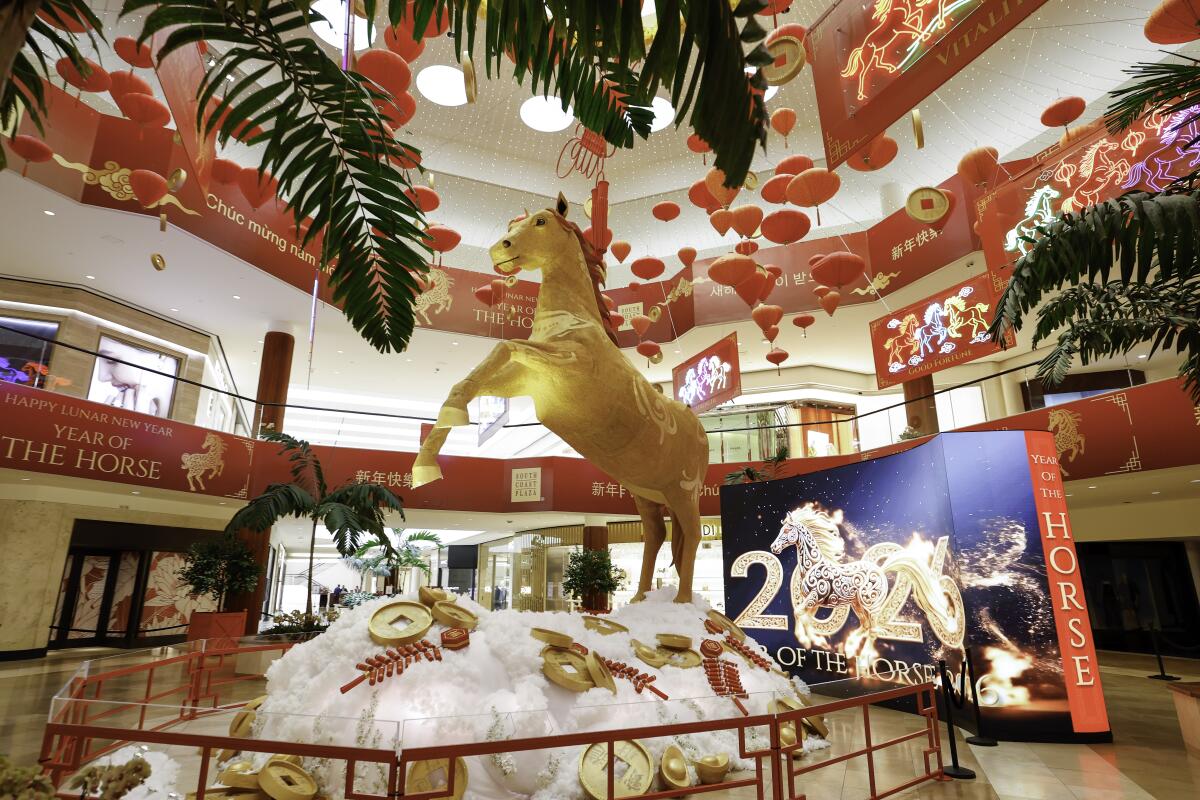 Year of the Horse Lunar New Year exhibit at South Coast Plaza at Jewel Court.