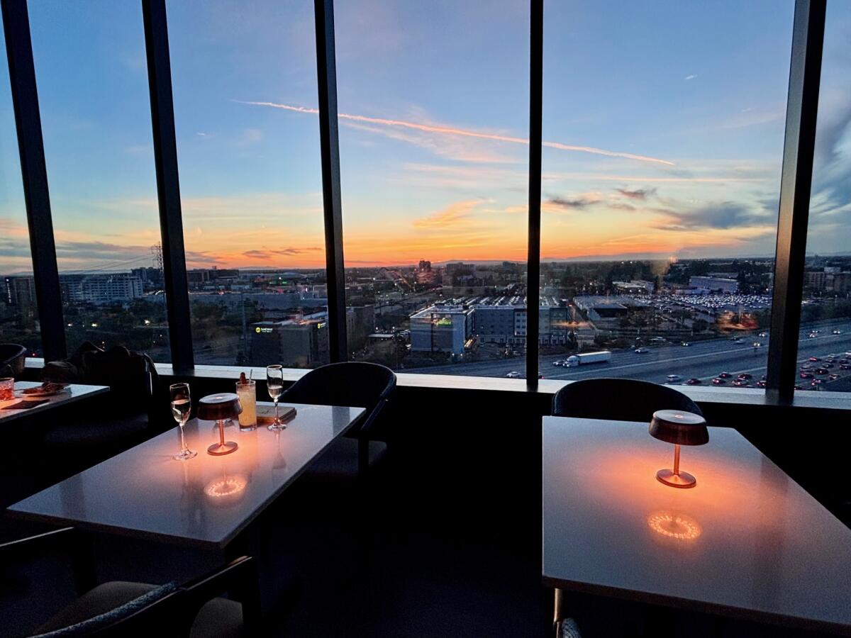 The view from The Viv's 12th floor restaurant, Top of the V, in Anaheim.