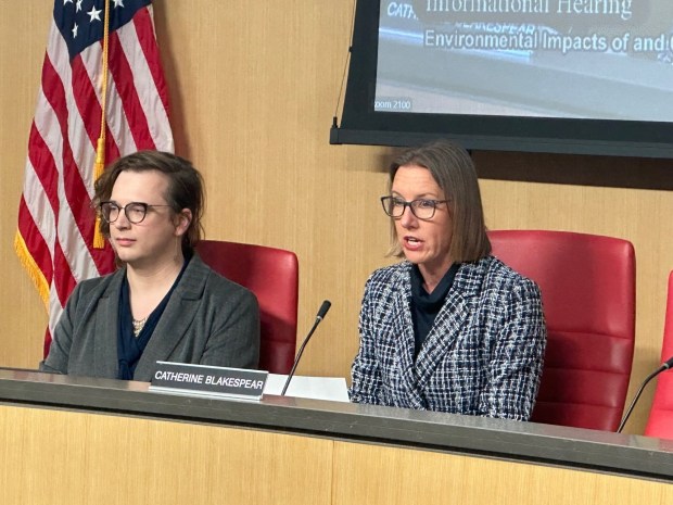 State Sen. Catherine Blakespear, D-Laguna Hills, during a meeting of the Senate Environmental Quality committee, which she chairs, to hear from numerous groups on how the state should handle recent refinery closures. (Courtesy of Sen. Catherine Blakespear's office)