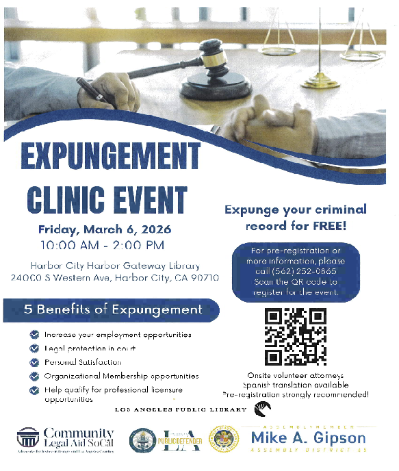 Expungement Clinic Happening March 6 -