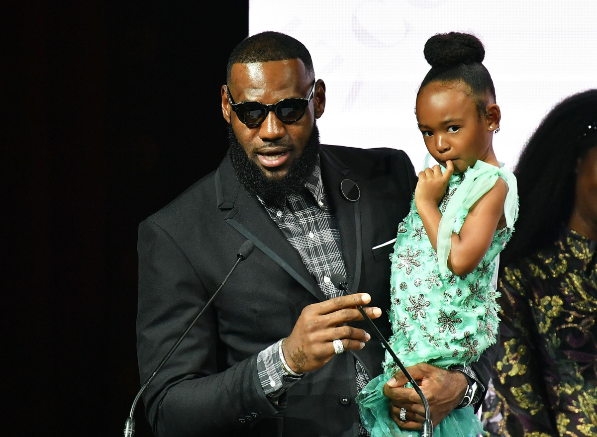 NEW YORK, NY - SEPTEMBER 04: Athlete LeBron James, recepient of Icon 360 Award and daughter Zhuri James.