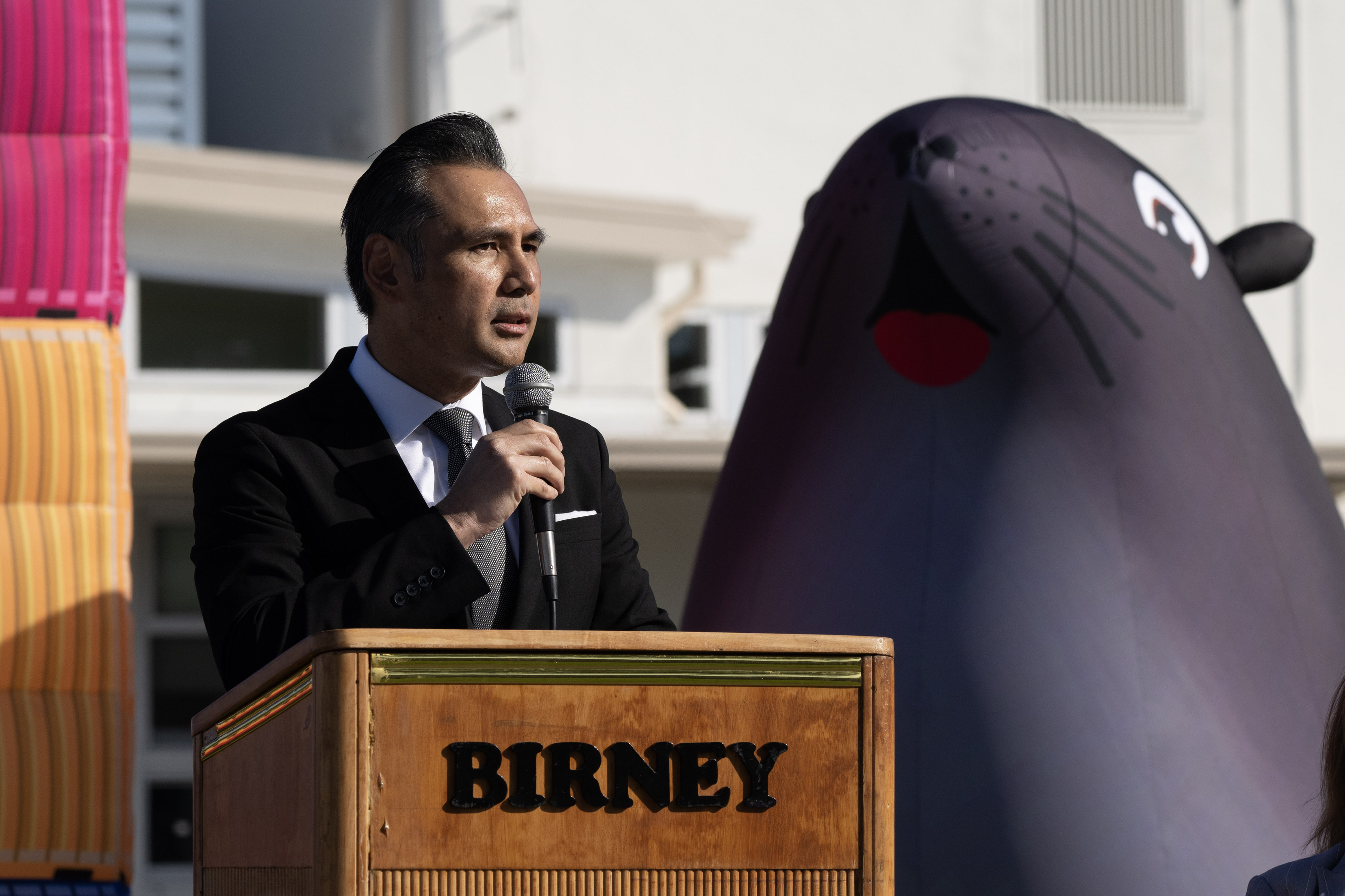 Port of Long Beach CEO Noel Hacegaba speaks during the...