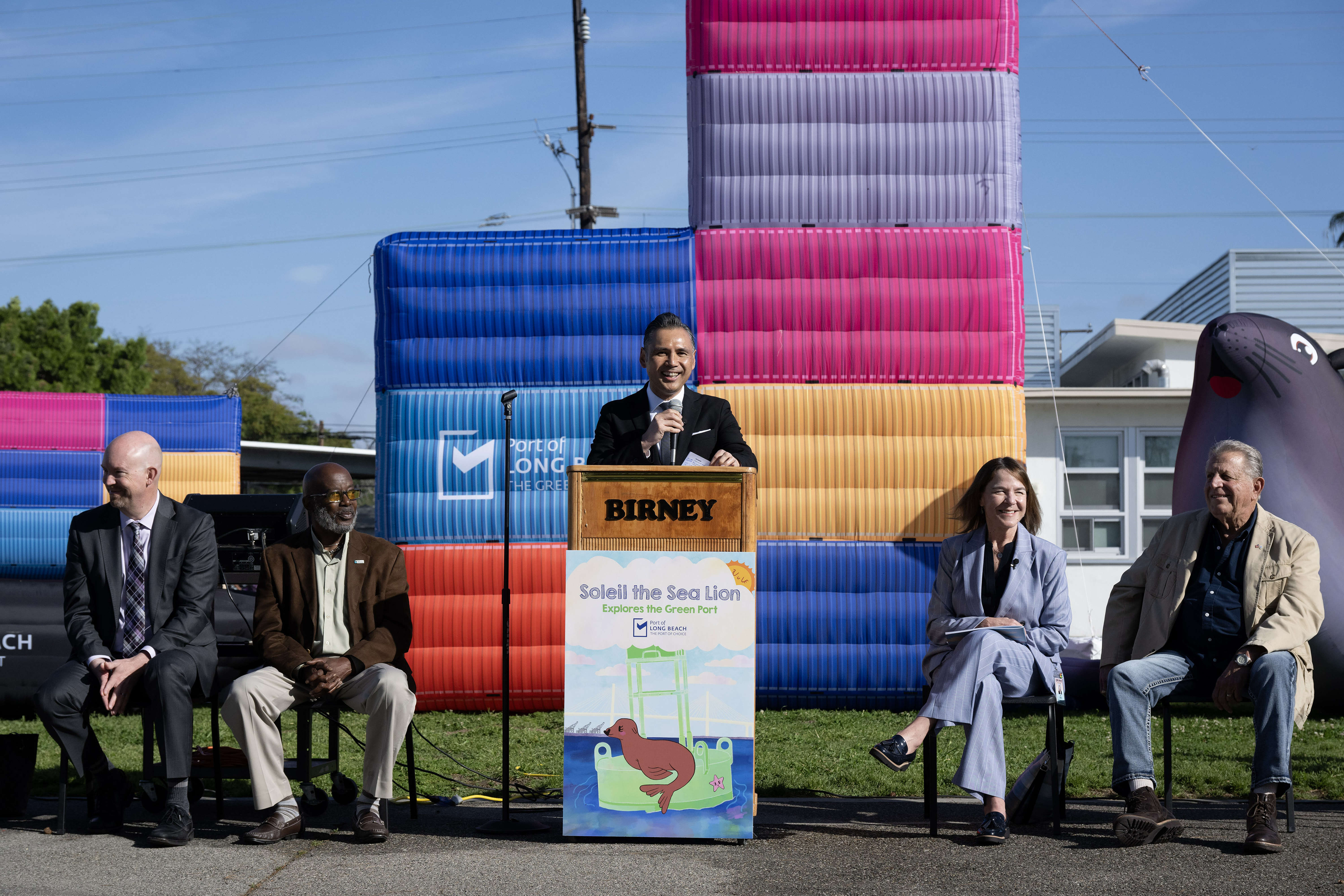 Port of Long Beach CEO Noel Hacegaba speaks at Birney...