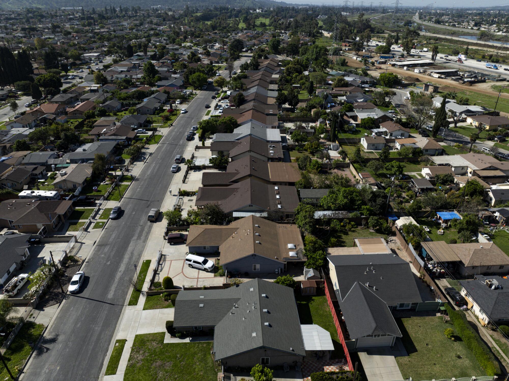A view of homes in the Avocado Heights area of Los Angeles County