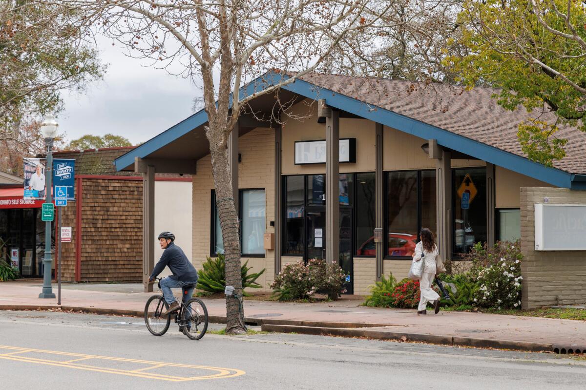 The closed offices of a business in Novato, Calif., 