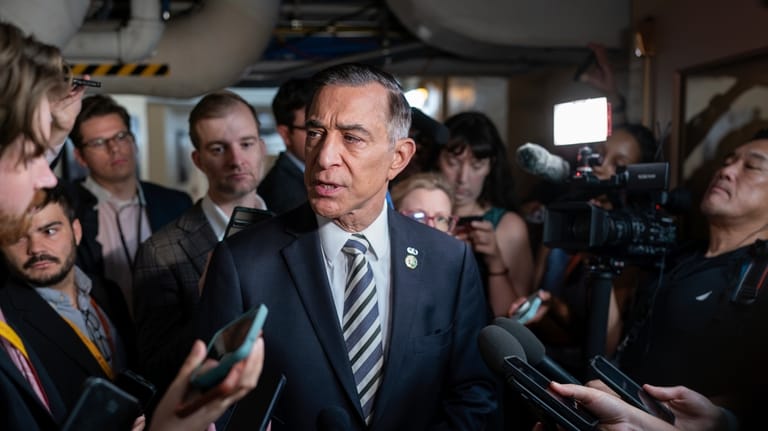 Rep. Darrell Issa, R-Calif., speaks with reporters following a closed-door...