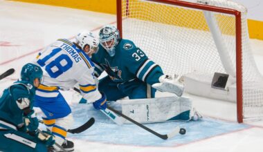 San Jose Sharks, Macklin Celebrini lose to Robert Thomas, St. Louis Blues