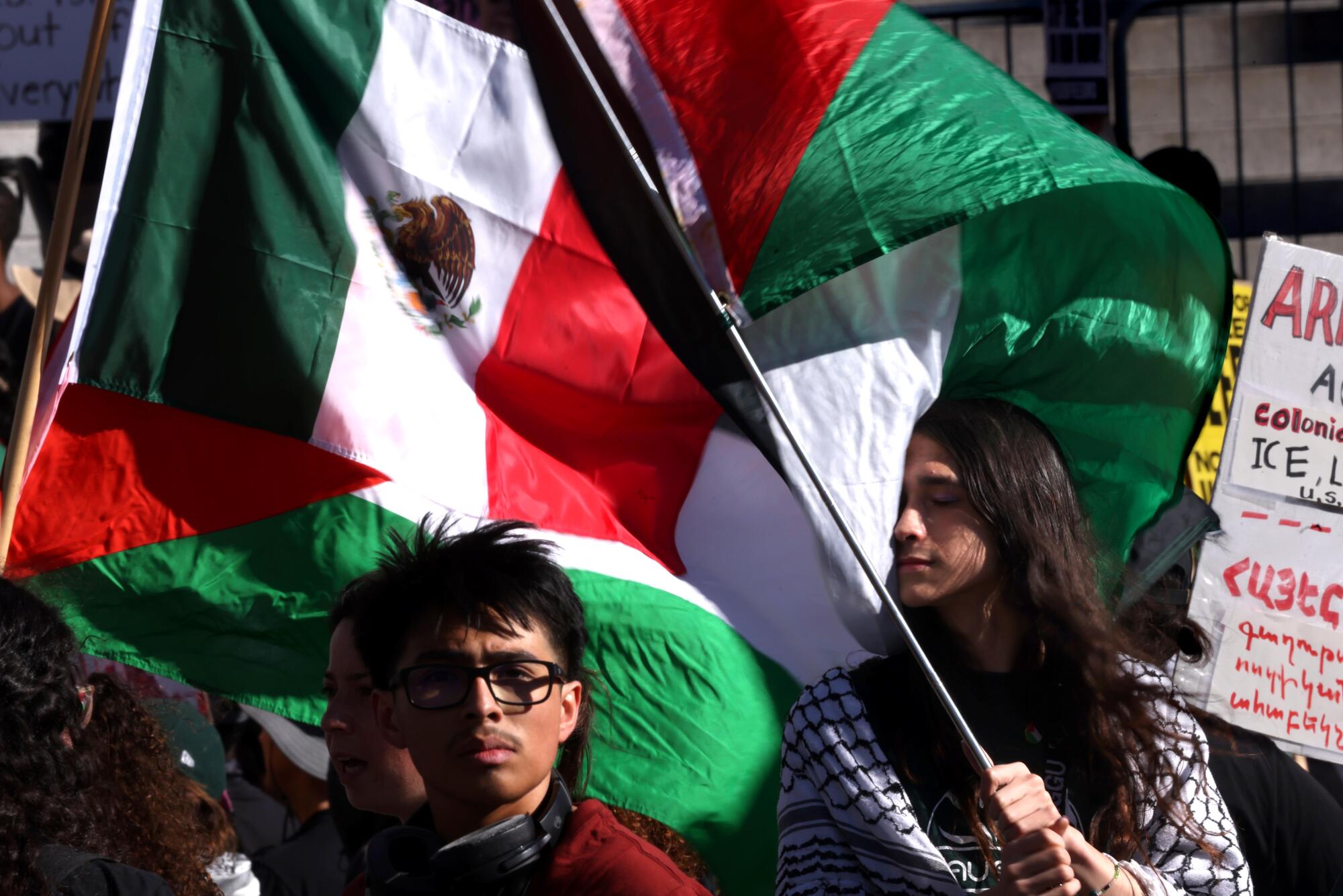 Over 200 people rally and protest the U.S. and Israel war against Iran