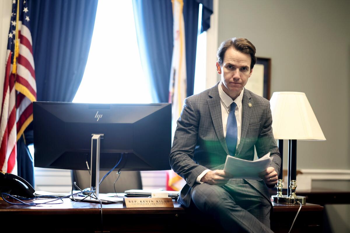 Rep. Kevin Kiley (R-Rocklin) in his office in Washington in 2025.