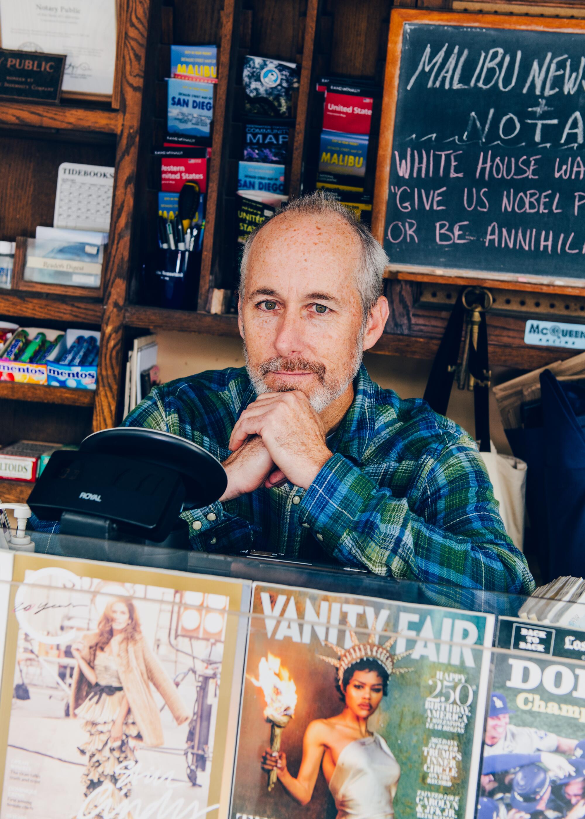 Portrait of Malibu Newsstand owner Nathan Shields.