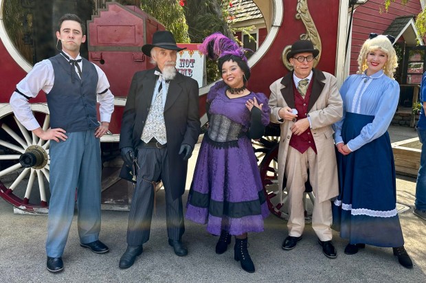 The cast of the "Great Bank Robbery" melodrama at the Bird Cage Theatre in Knott's Berry Farm. (Photo by Brady MacDonald, Orange County Register/SCNG)