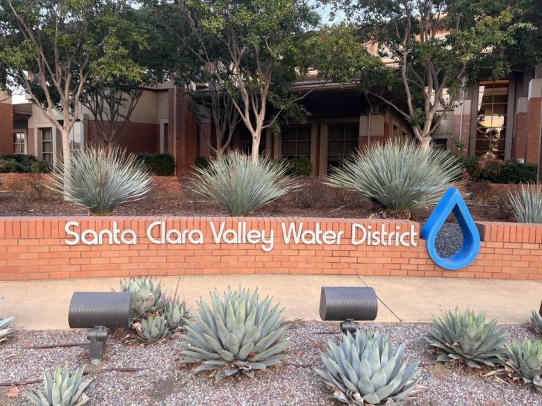 A sign outside a water district office