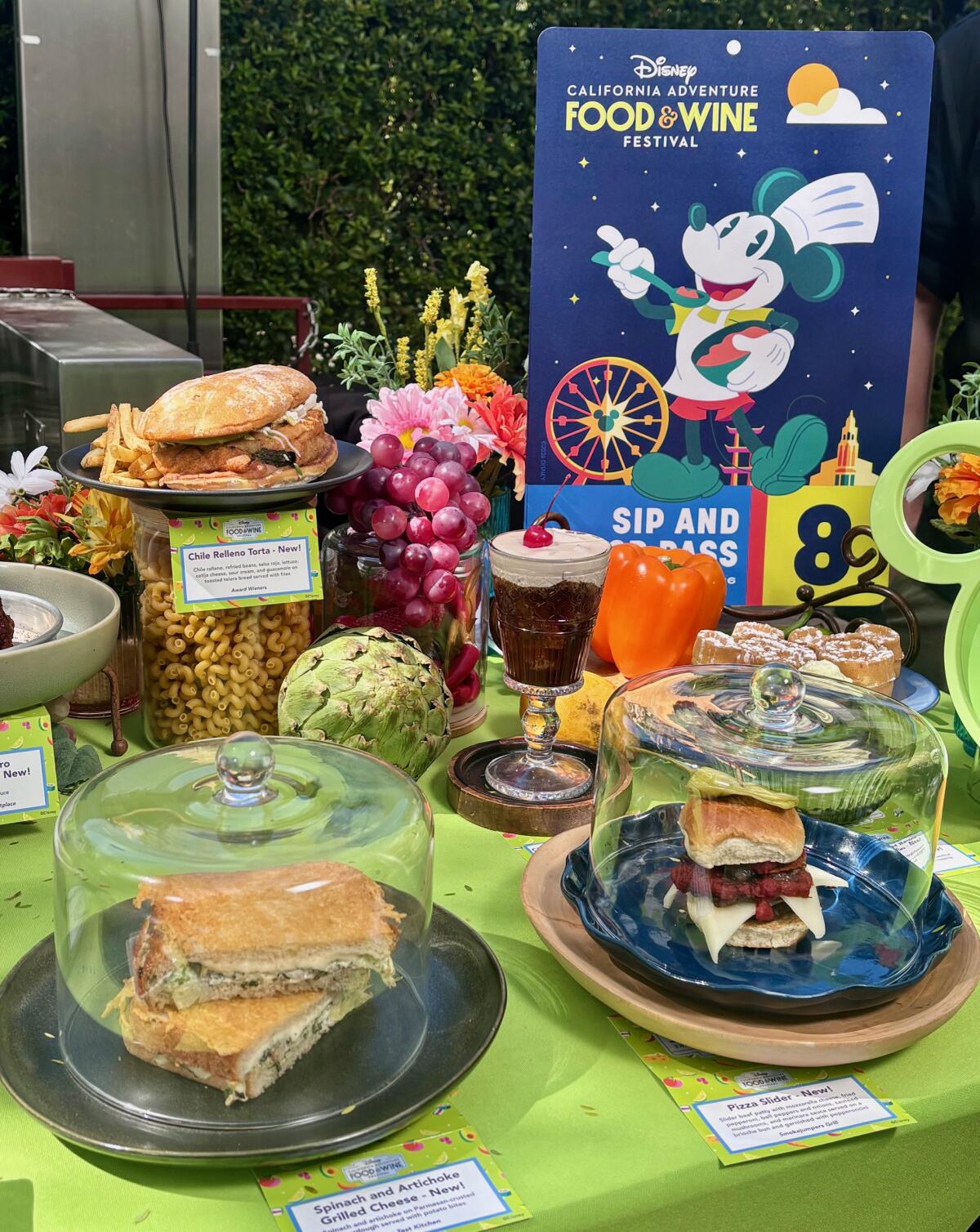A display of some of the sips and snacks available at Disney's Food & Wine Festival this year.