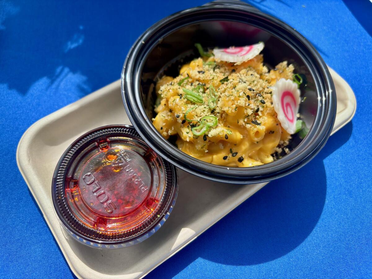 Creative culinary offerings, like ramen mac and cheese, are on the menu at Disney Food & Wine Festival in Anaheim.