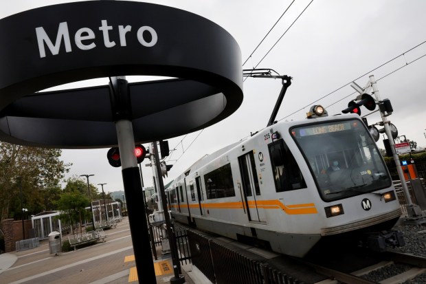The Metro A Line light-rail leaves the Glendora Station heading westbound in Glendora on Tuesday, March 10, 2026. (Photo by Trevor Stamp, Contributing Photographer)