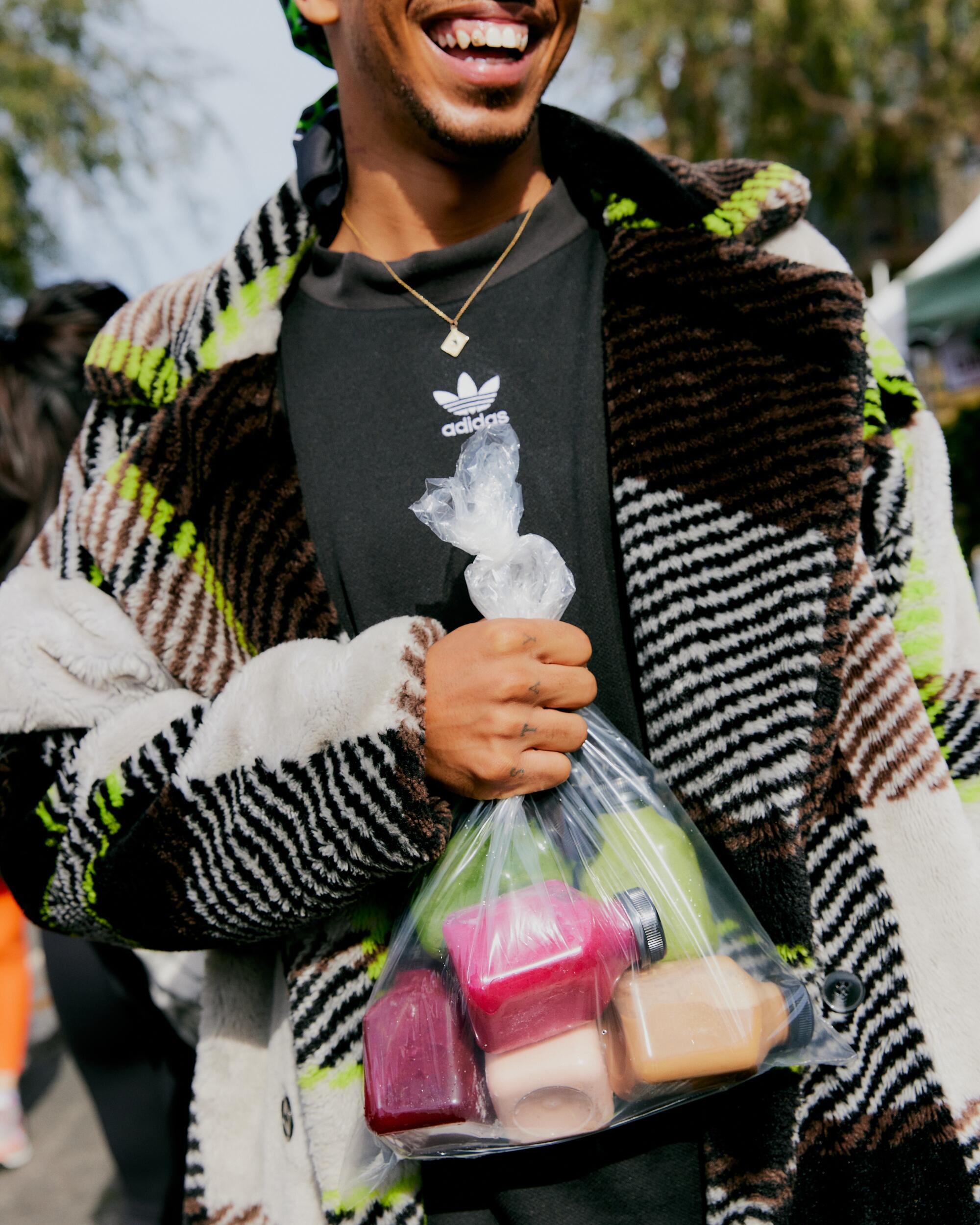 Street-style fashion on Sundays at the Hollywood Farmers Market in Los Angeles, CA. Ace King in Adidas