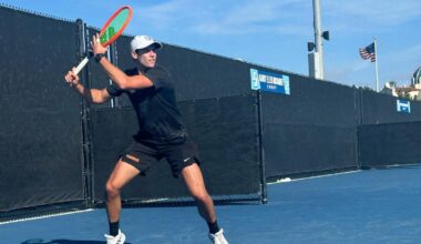 Men's Tennis Team huddle
