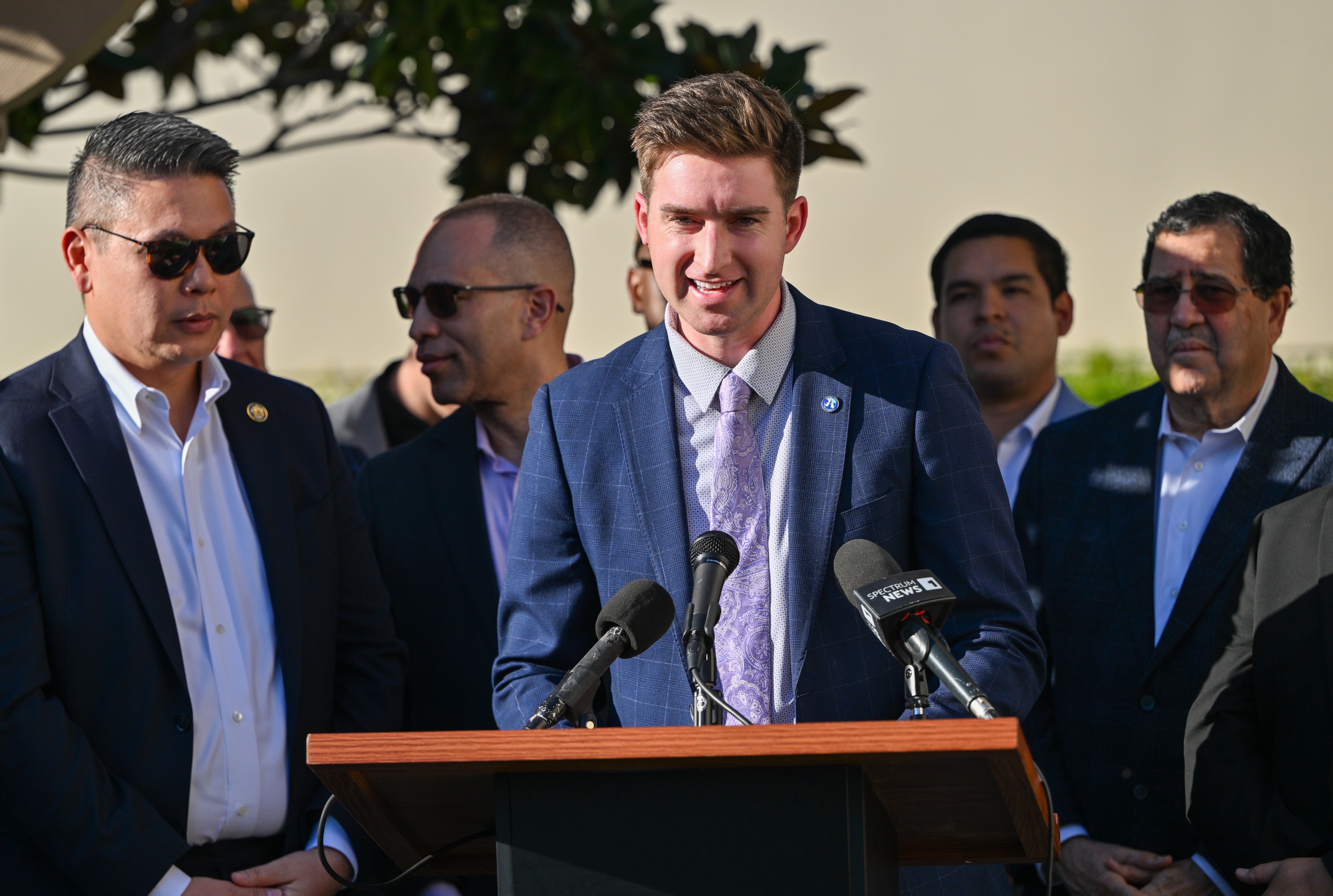 Buena Park Mayor Connor Traut during a press conference after...