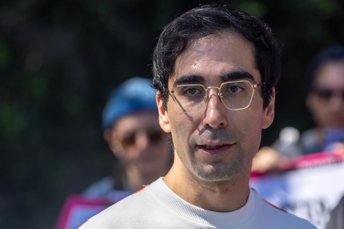 Jason Ignacio White, seen at a protest against Noma on March 11 in Los Angeles.