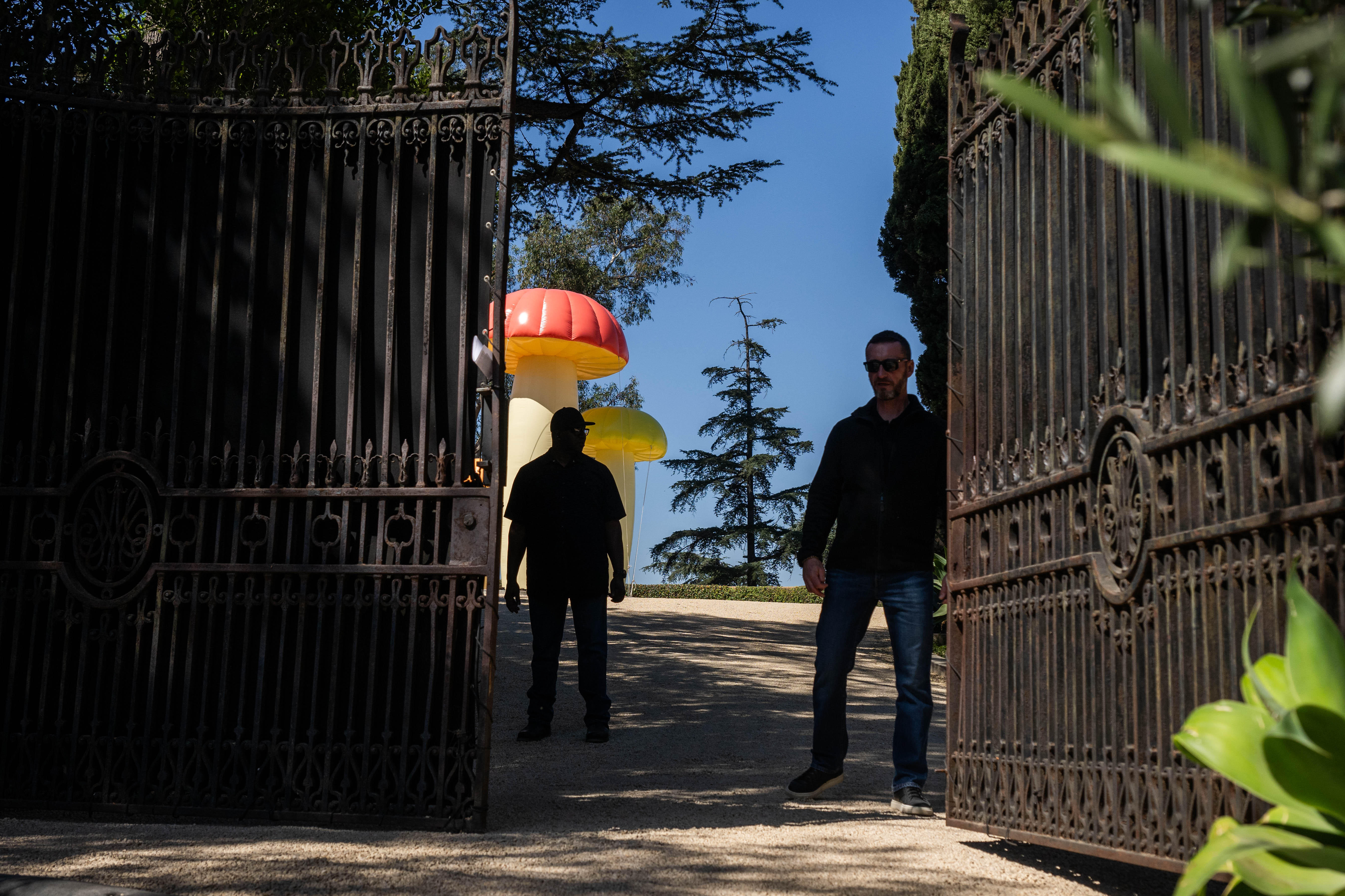 Security mans a gate at the Noma LA pop-up where...