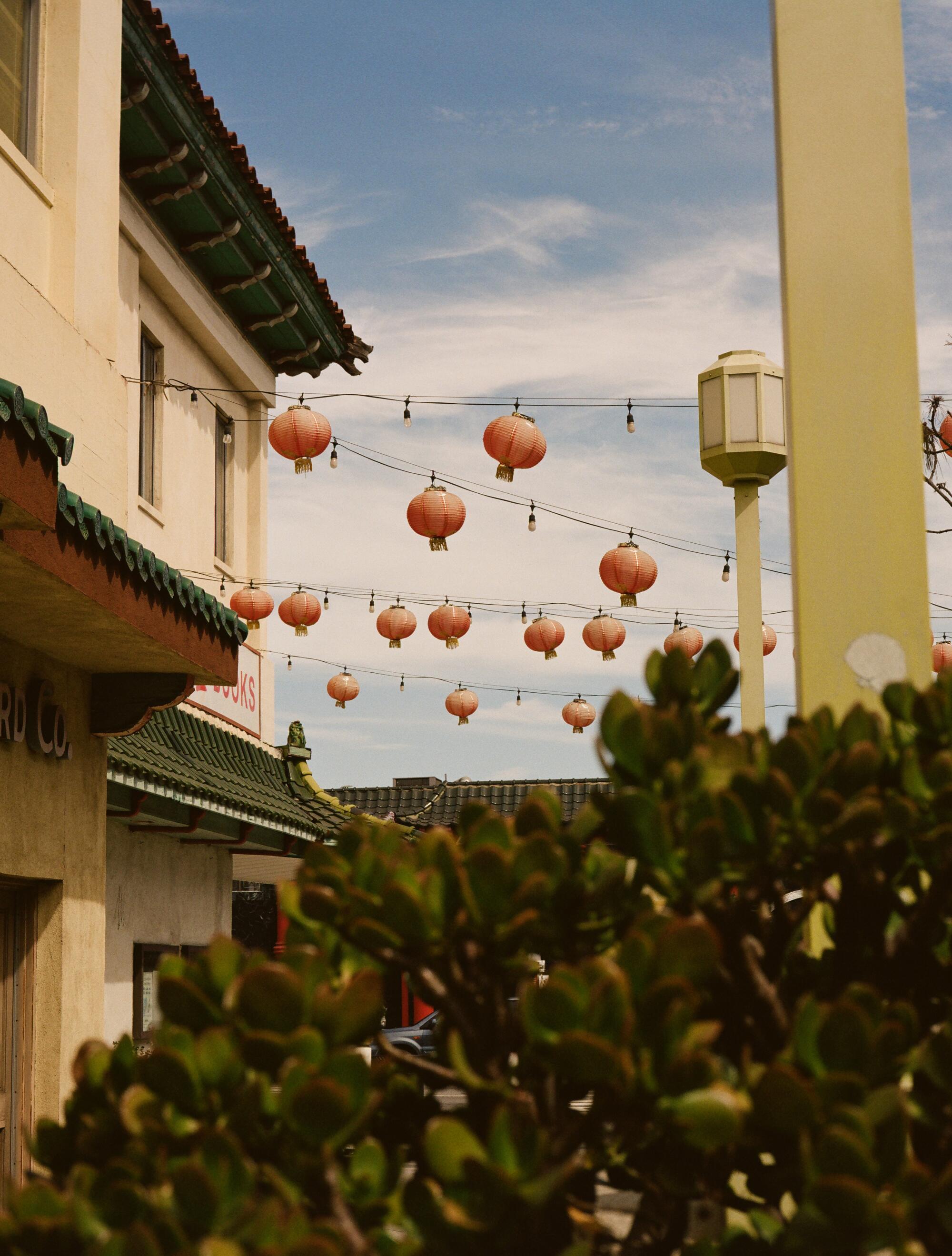 Lanterns hanging in chinatown.