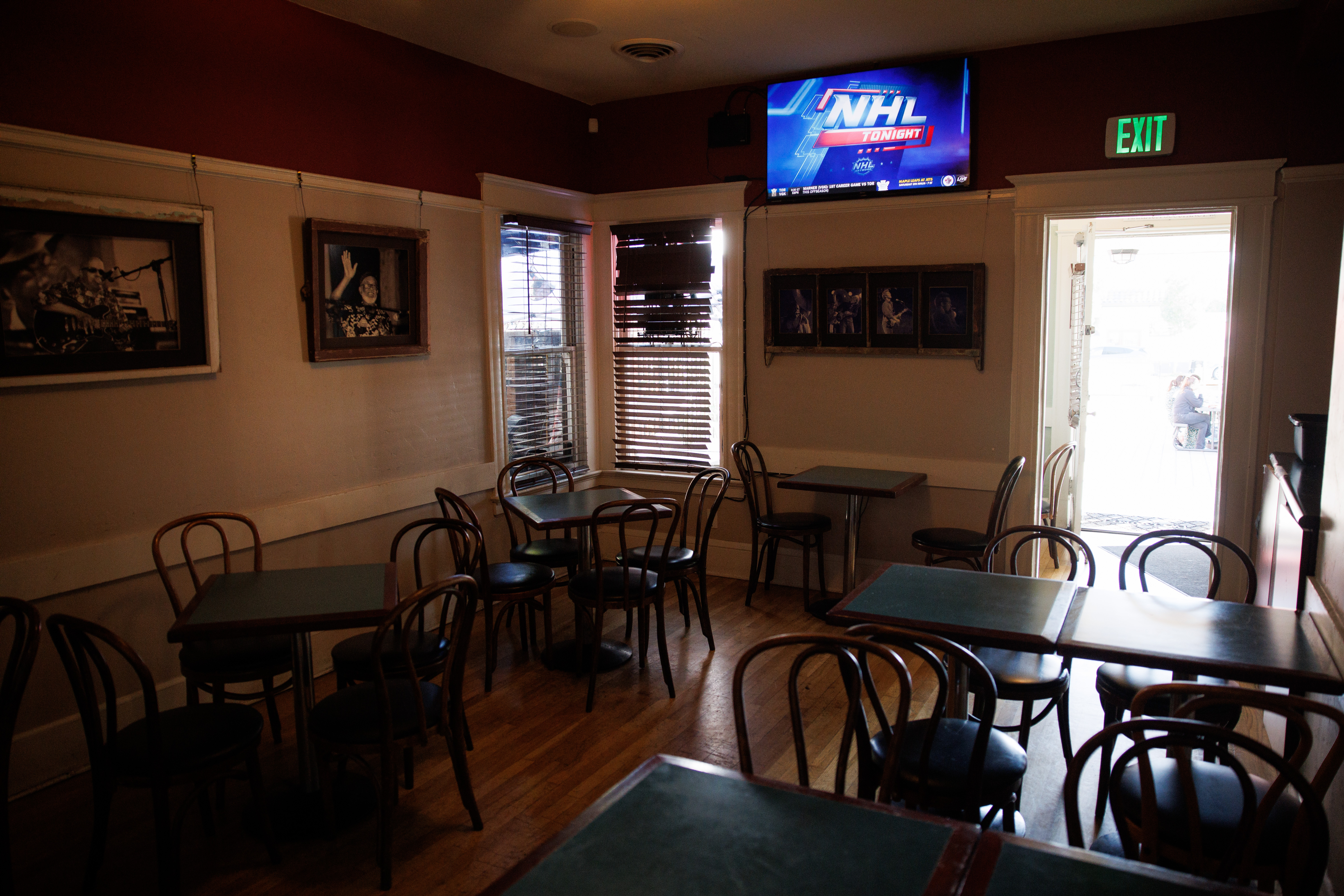 A dining room inside Poor House Bistro remains empty during...