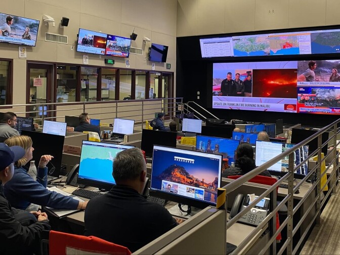 A view of the L.A. County Emergency Operations Center during the Franklin Fire in December 2024.