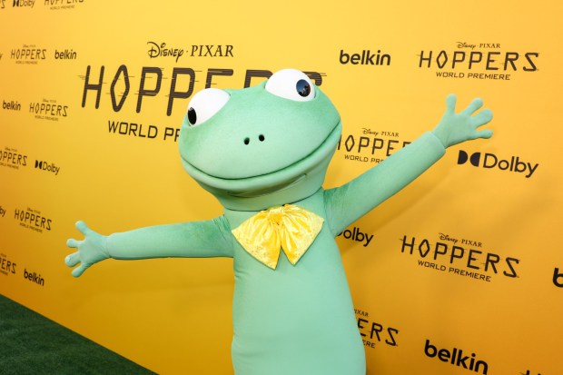 A Tom Lizard meet-and-greet character appears at the world premiere of Pixar's Hoppers at El Capitan Theatre in Los Angeles on February 23, 2026. (Photo by Jesse Grant/Getty Images for Disney)