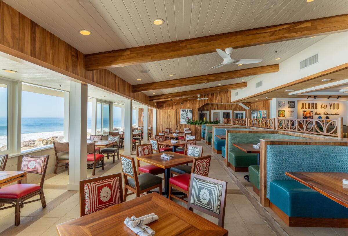 The renovated dining area at Duke's Malibu.
