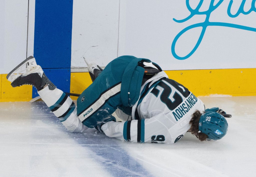 San Jose Sharks’ Igor Chernyshov injured in game against Montreal Canadiens