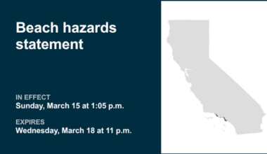 Beach hazards statement for Southern California until Wednesday night