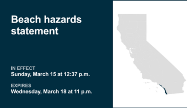 Beach hazards statement active for San Diego County Coastal Areas and Orange County Coastal